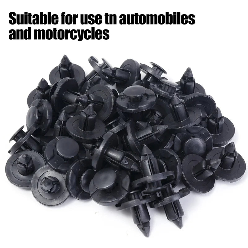 8mm Black Plastic Car Bumper Retainer Clips – 10 Pack