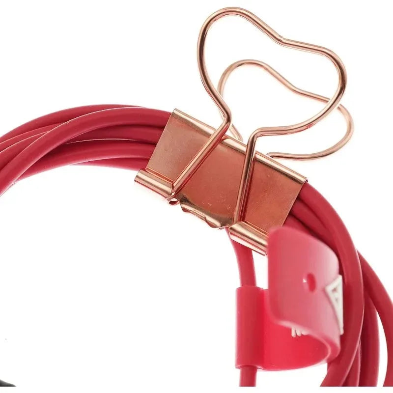 10-Pack Rose Gold Heart Binder Clips – 19mm Cute Metal Paper Clips