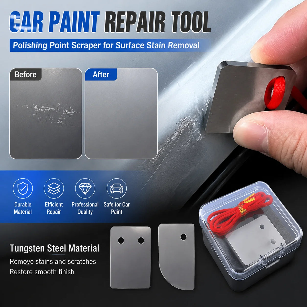 Tungsten Steel Car Paint Scraper & Polishing Repair Tool
