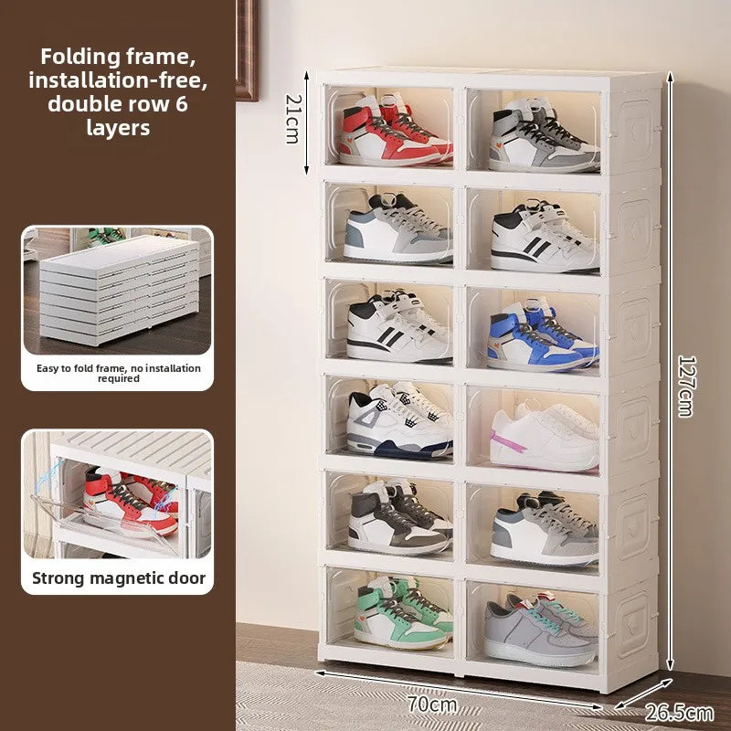 Multi-Tier Clear Shoe Rack – Dust-Proof Transparent Cabinet
