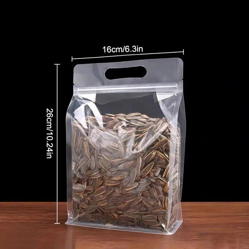 Stand Up Food Storage Bags with Handle – 50pcs Resealable
