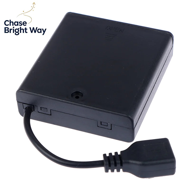 4 AA USB Battery Box 5V Power Supply for LED Strip Lights