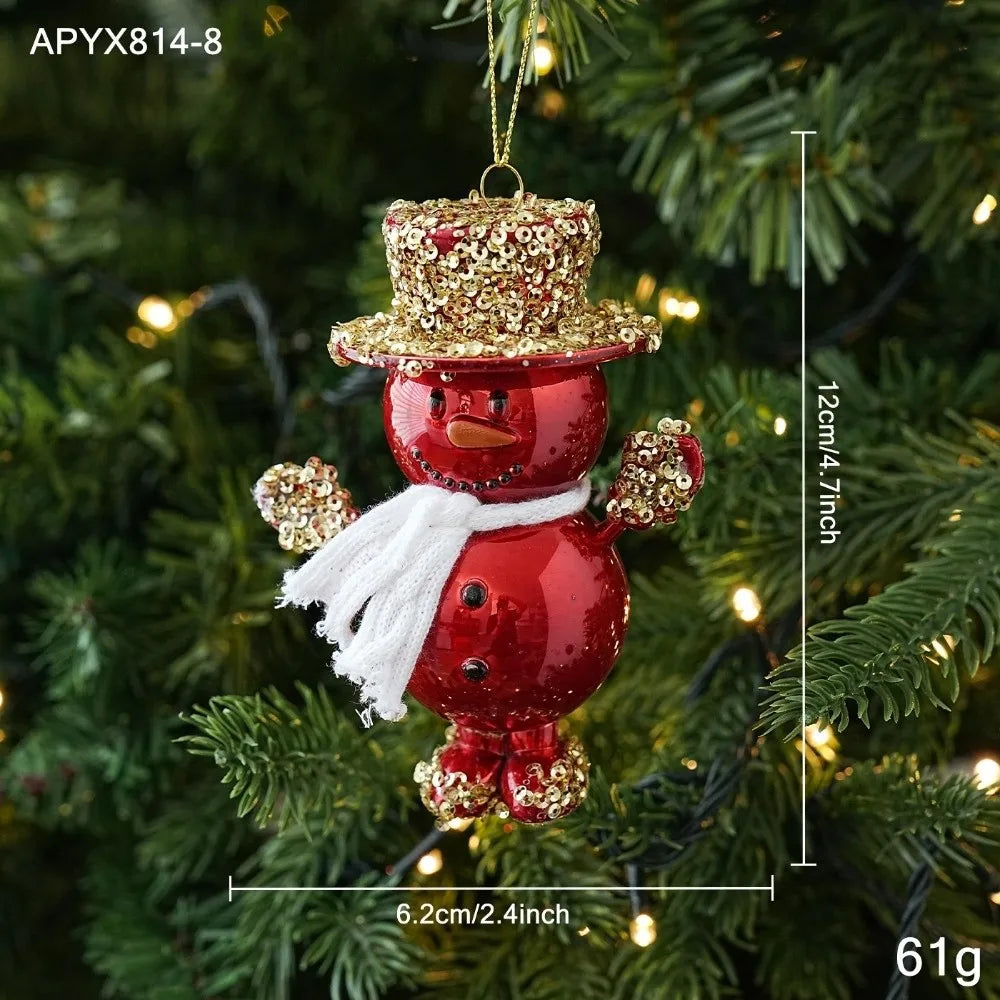 Red Novelty Christmas Ornaments – Glossy Plastic Hanging Pendants