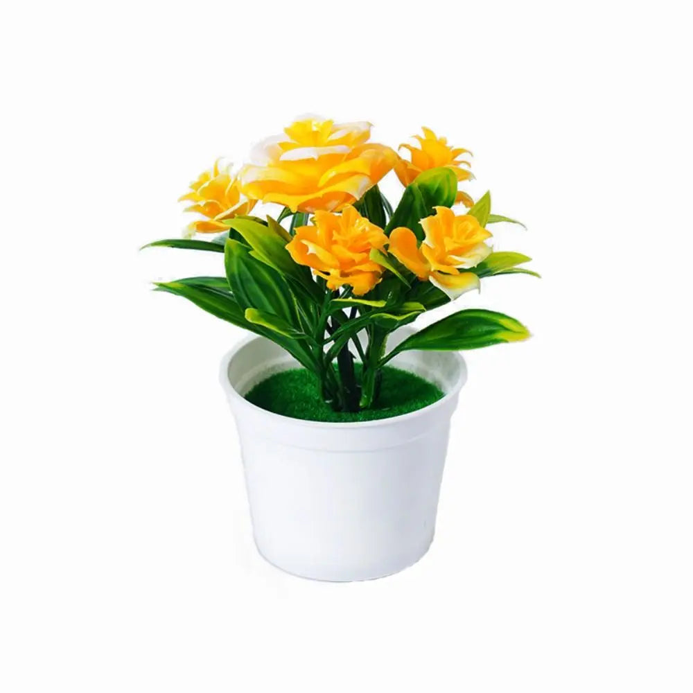 Multicolor Artificial Rose Bonsai – Potted Simulation Flower Decor