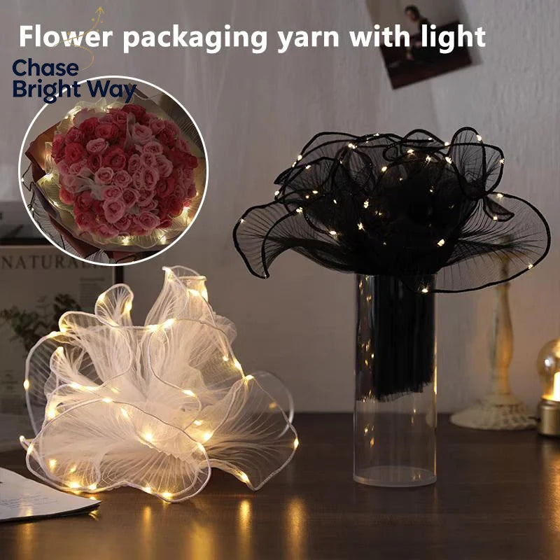 LED Light-Up Mesh Lace Yarn 2M – Bouquet Wrap for Weddings