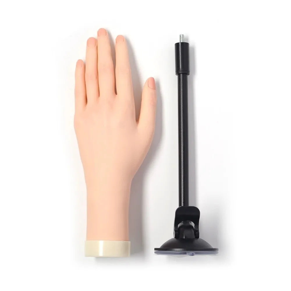 Silicone Nail Practice Hand – Bendable Training Display Rack