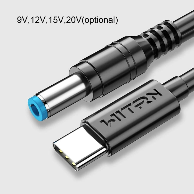 USB-C PD to 12V DC Barrel Converter Cable 5.5x2.5mm 120cm