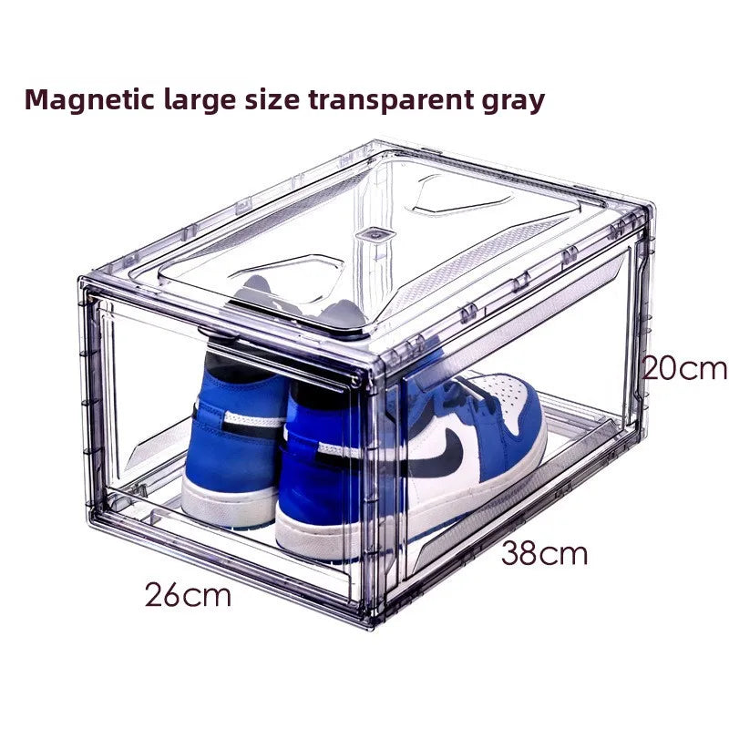 Transparent Flip-Top Sneaker Display Box – Stackable Organizer