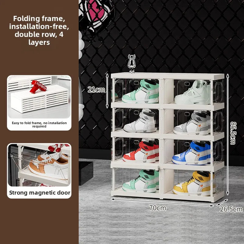 Multi-Tier Clear Shoe Rack – Dust-Proof Transparent Cabinet