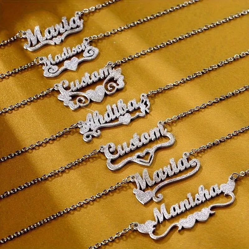 Custom Name Heart Necklace – Personalized Stainless Steel Pendant