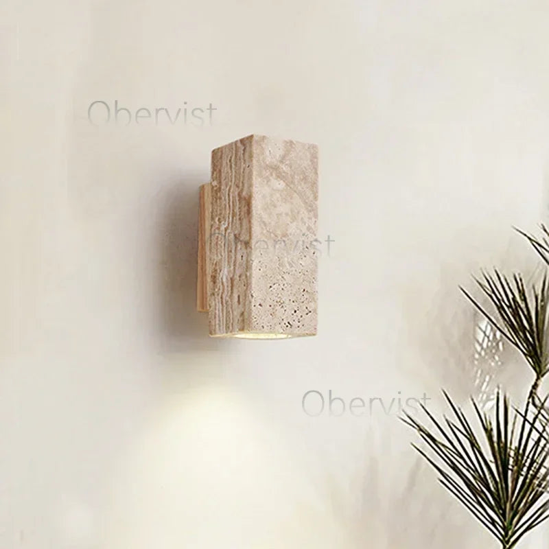 Wabi Sabi Travertine LED Wall Sconce | Bedroom & Living Room
