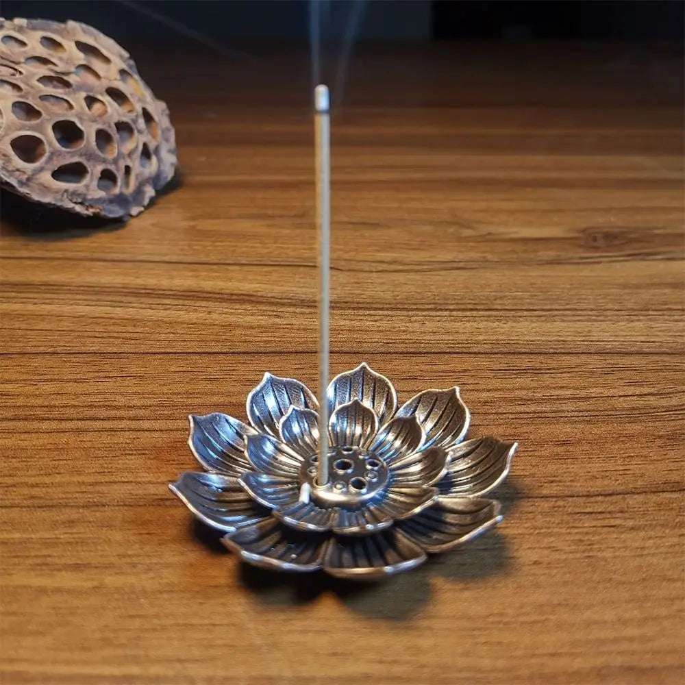 Lotus Incense Holder – Alloy Multi-Hole Incense Stick Base