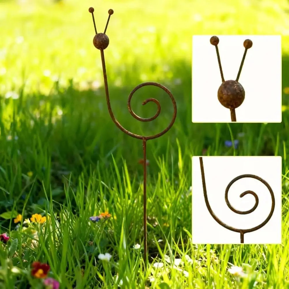 Rustic Metal Snail Garden Stake – Wrought Iron Outdoor Decor
