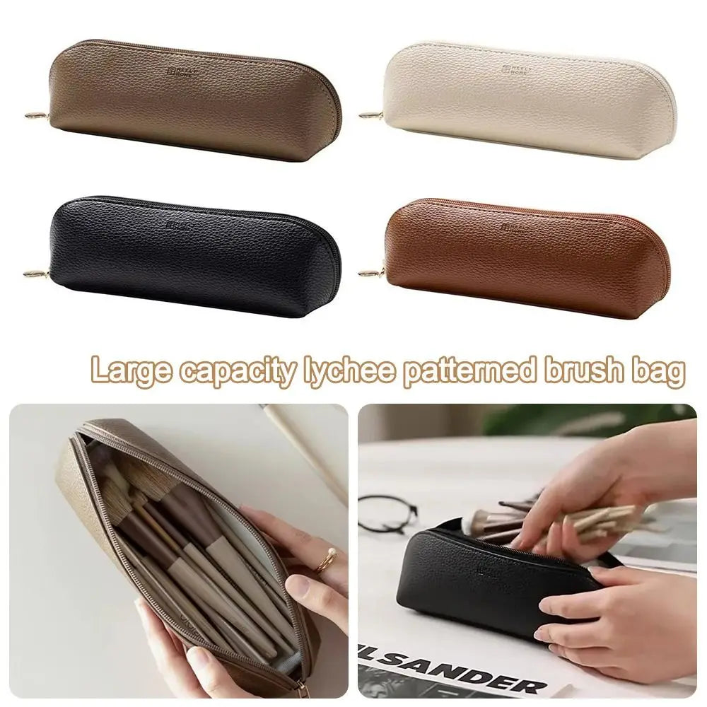 Waterproof PU Leather Makeup Brush Bag – Multi-Pocket Case