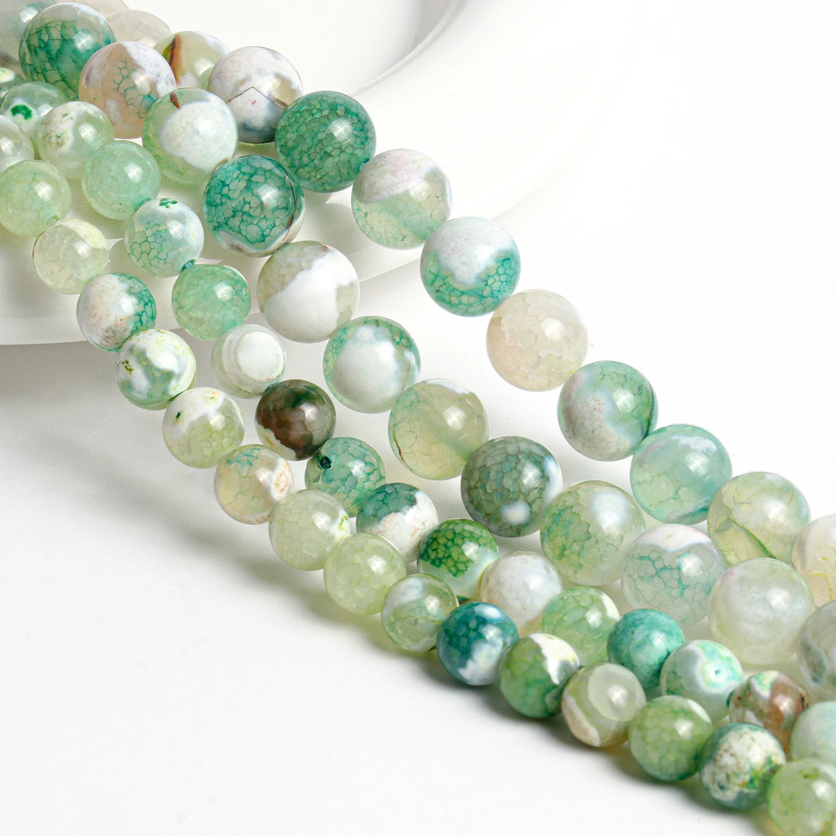 Sky Blue Fire Agate Round Beads 6/8/10mm – DIY Jewelry Strand
