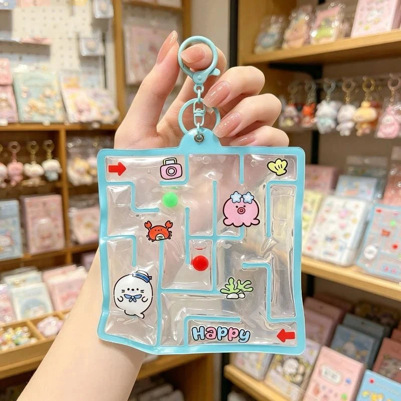 Water Bag Maze Squeeze Fidget Toy with Keychain | Backpack Pendant