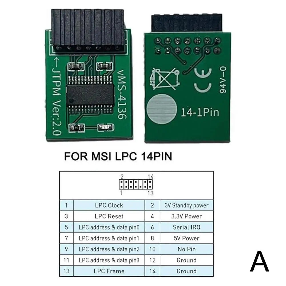 TPM 2.0 Security Module 12/14/18/20-Pin LPC – ASUS MSI GIGABYTE