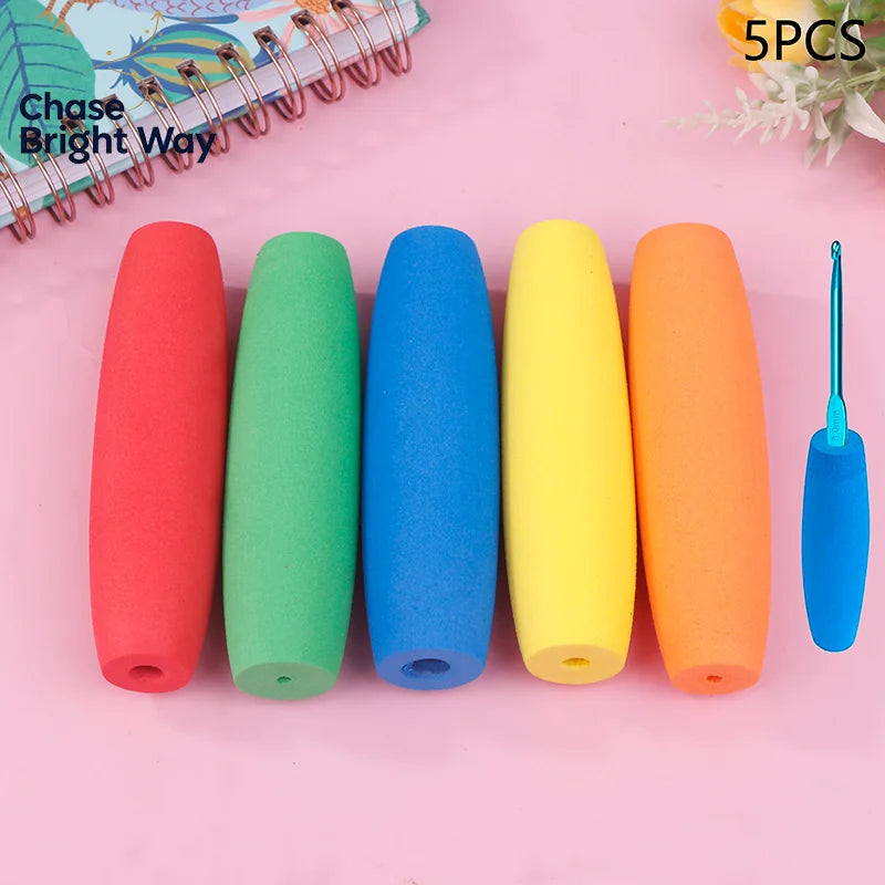 5-Pack Ergonomic EVA Crochet Hook Handles – Fits 2mm–8mm