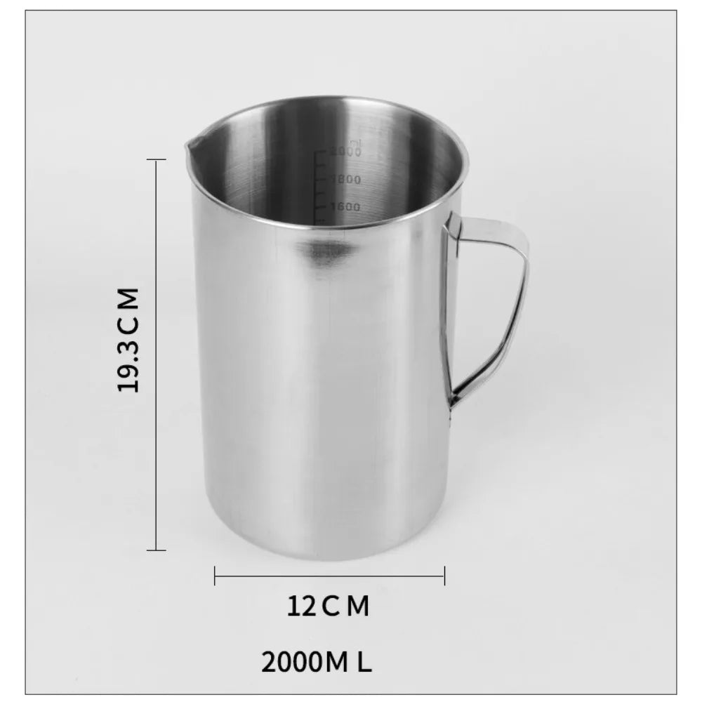 Stainless Steel Measuring Cup 500ml–2000ml | Milk Frothing Pitcher