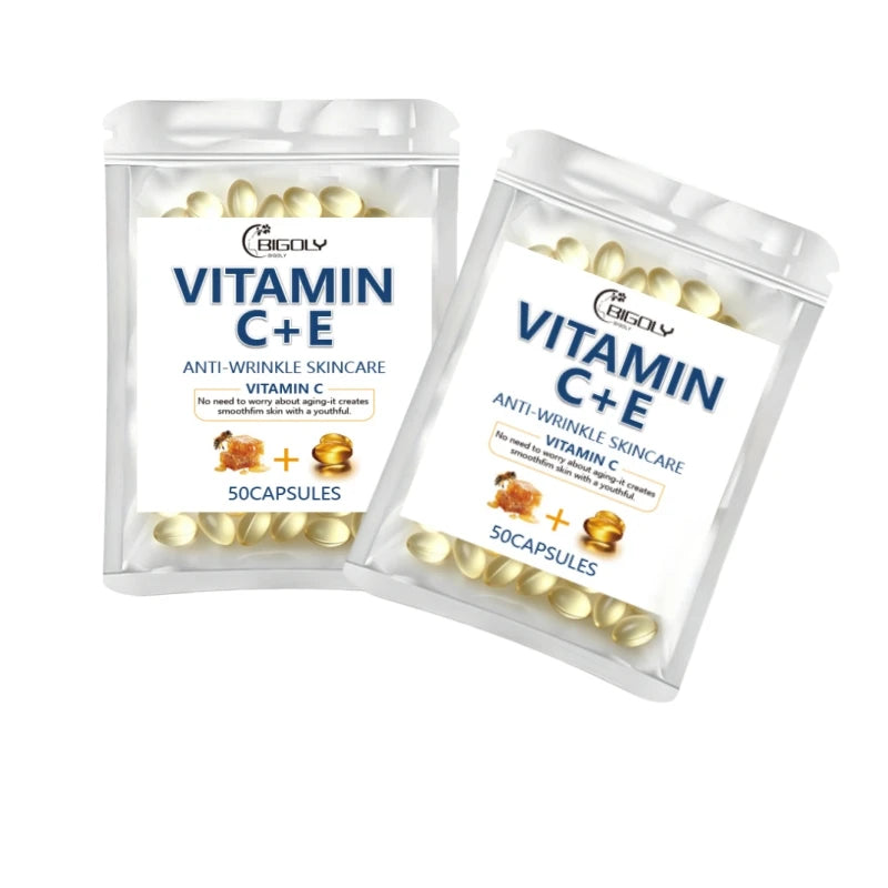 Vitamin C & E Facial Essence Oil Capsules – 50 Pack Hydrating