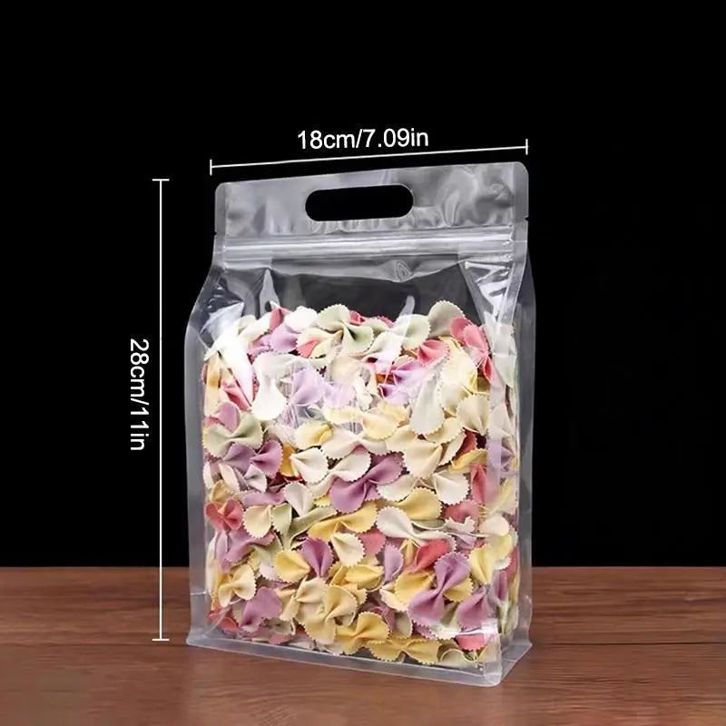 Stand Up Food Storage Bags with Handle – 50pcs Resealable