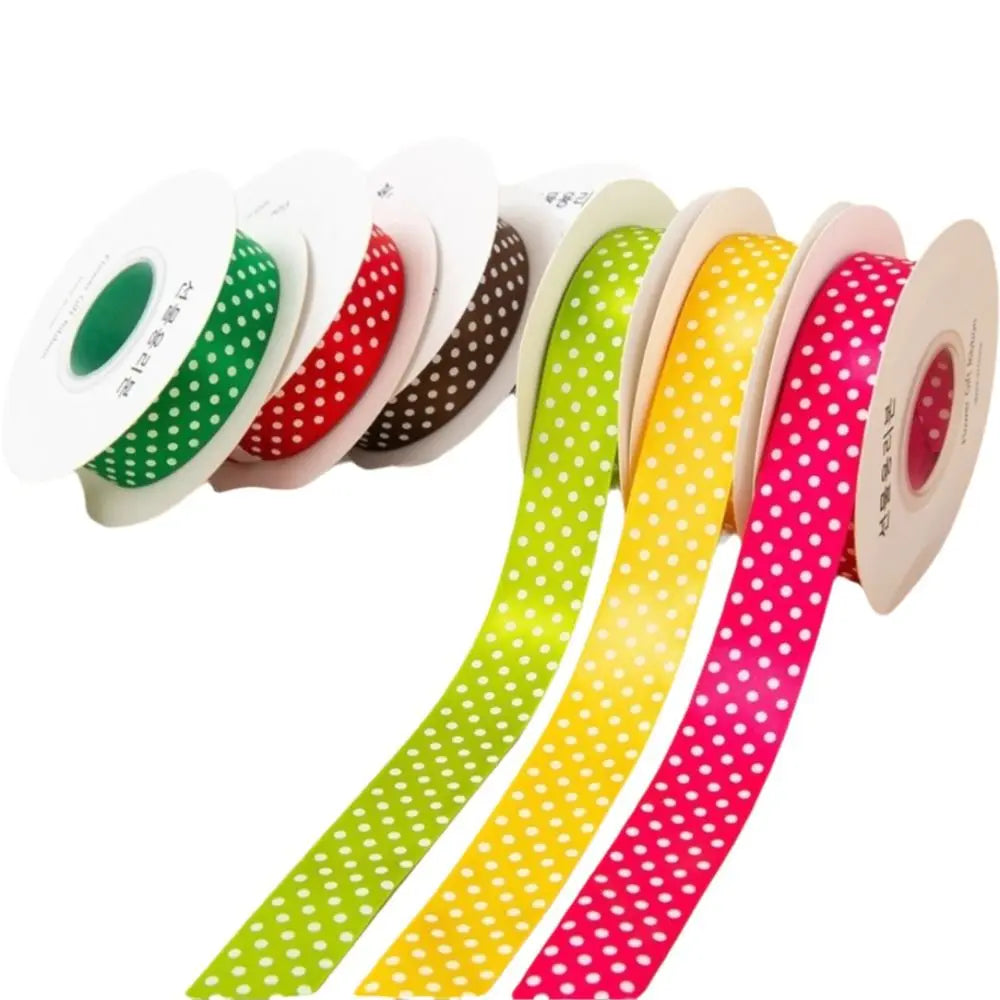 Polka Dot Ribbon 1" Wide – Shiny Multicolor DIY Craft & Gift Wrap