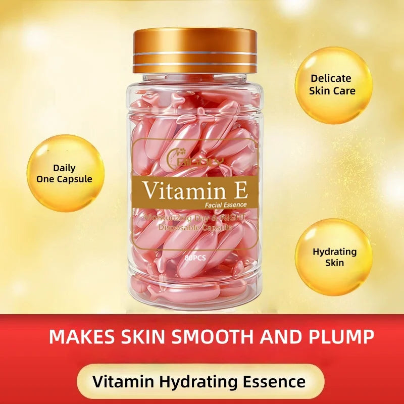 Vitamin E Facial Essence Capsules – 80ct Moisturizing Face Oil