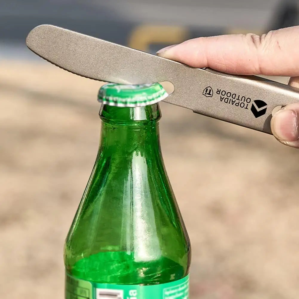 Titanium Camping Cutlery Set – Ultralight Fork Spoon Knife & Opener