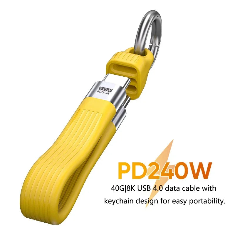 USB4 Keychain Cable 240W Fast Charging 40Gbps USB-C to C