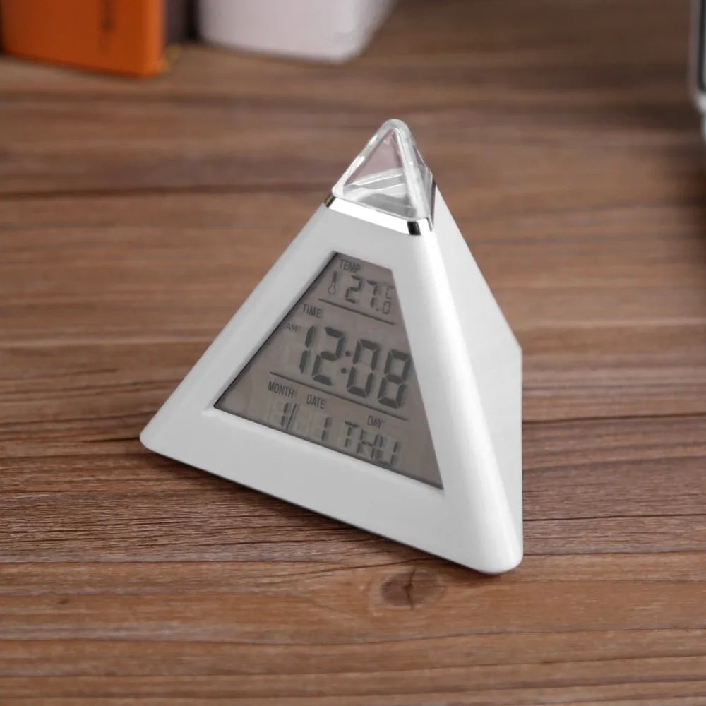 Pyramid LED Digital Alarm Clock – Color Changing Night Light