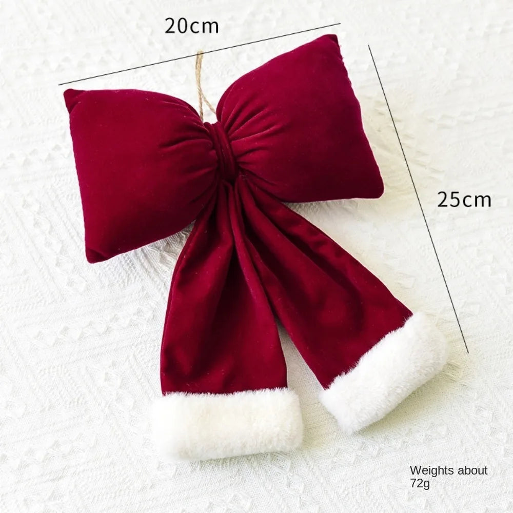 Velvet Wine Red Bowknot Christmas Tree Ornament | Xmas Décor