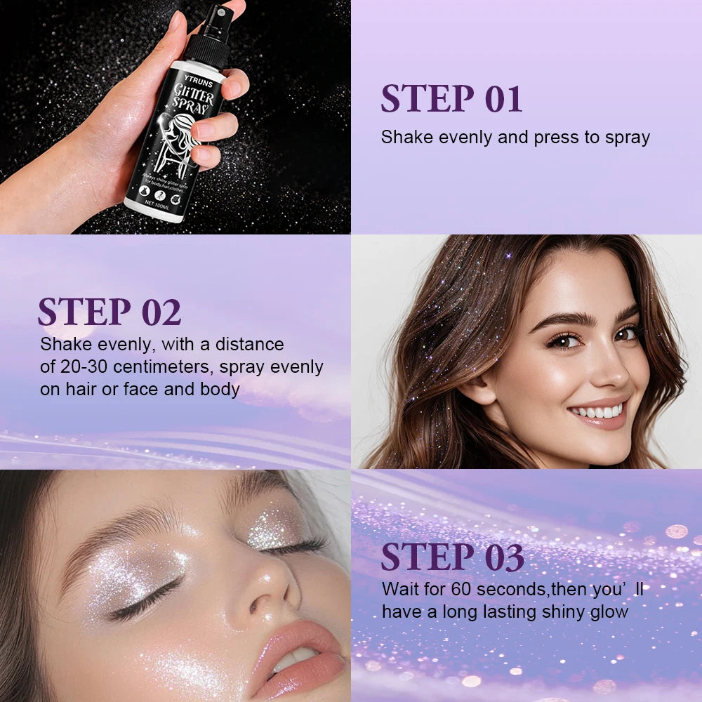 Red Glitter Spray 100ml – Shimmer Body & Hair Mist | Quick Dry
