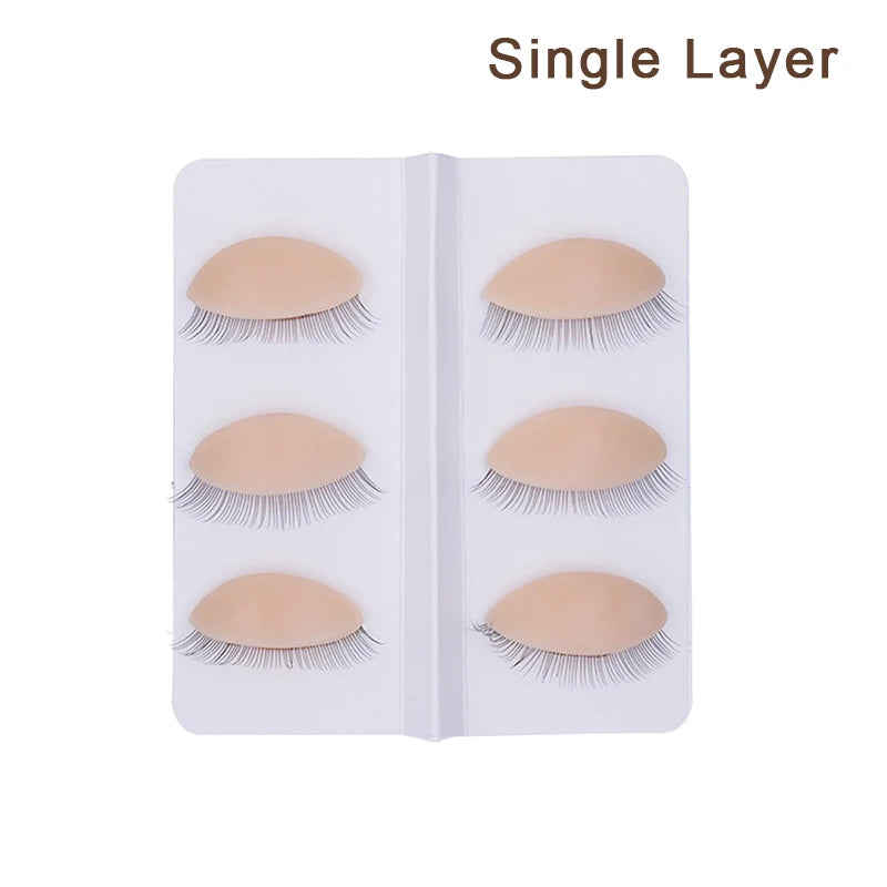 Silicone Eyelash Extension Practice Mannequin – 3 Pairs Set