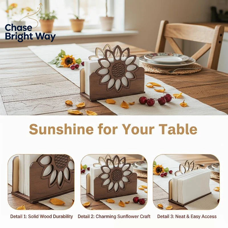 Sunflower Wooden Napkin Holder – Decorative Table Organizer