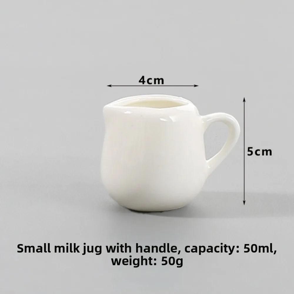 White Ceramic Creamer Pot – Mini Milk & Seasoning Jar