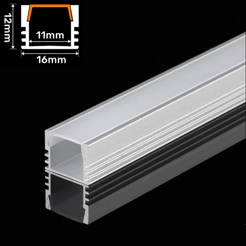U-Shape LED Aluminum Profile Channel 50cm – Black/Milky Cover
