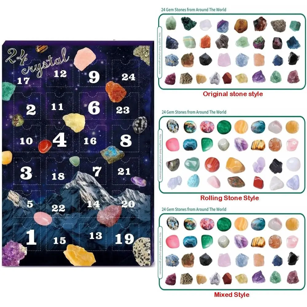 Christmas Crystal Gemstone Advent Calendar – 24-Grid Blind Box