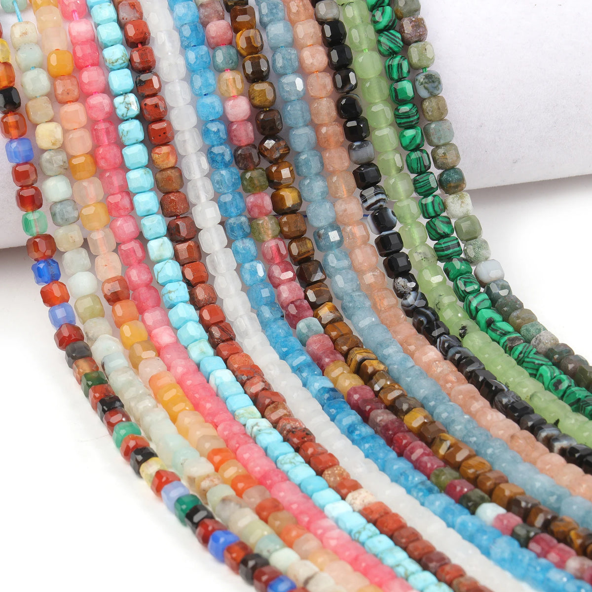 Tiger Eye Faceted Cube Beads 5mm – Natural Stone Spacer Strand