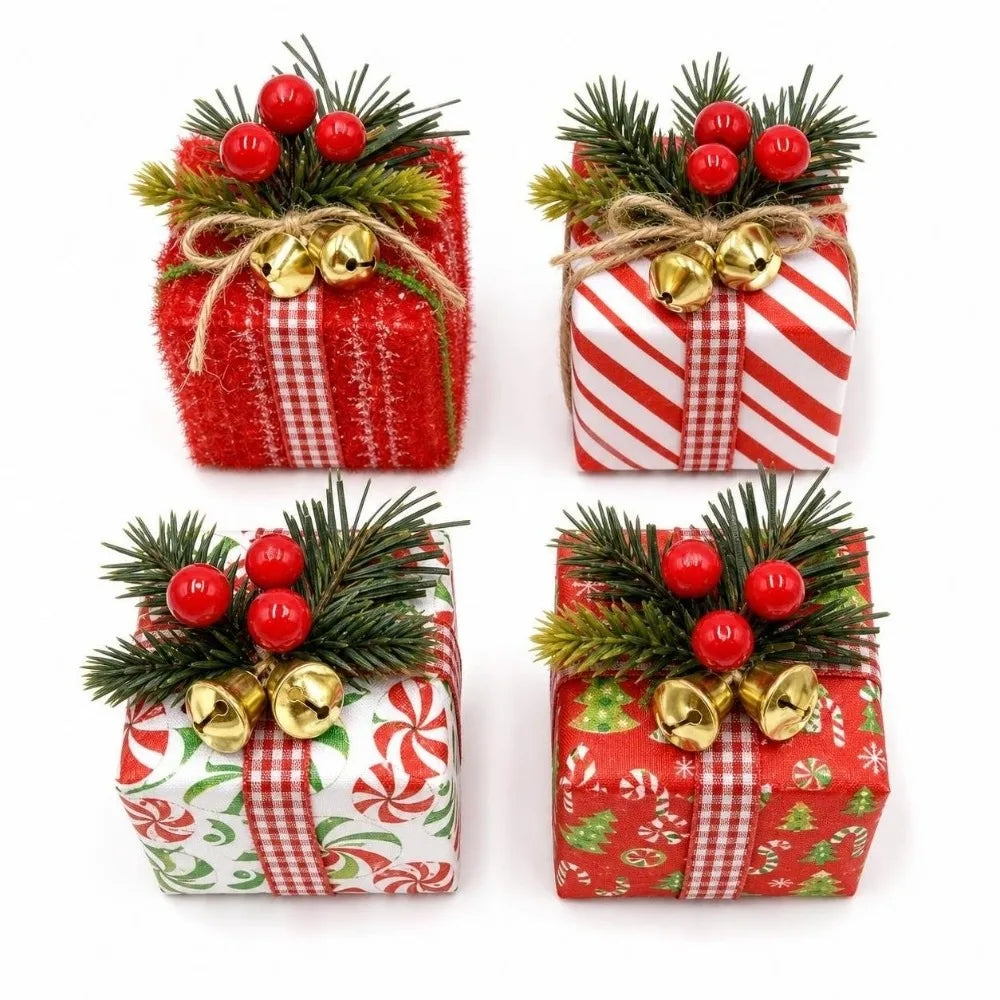 Mini Plaid Christmas Gift Box Ornament – Pine Berry Hanging