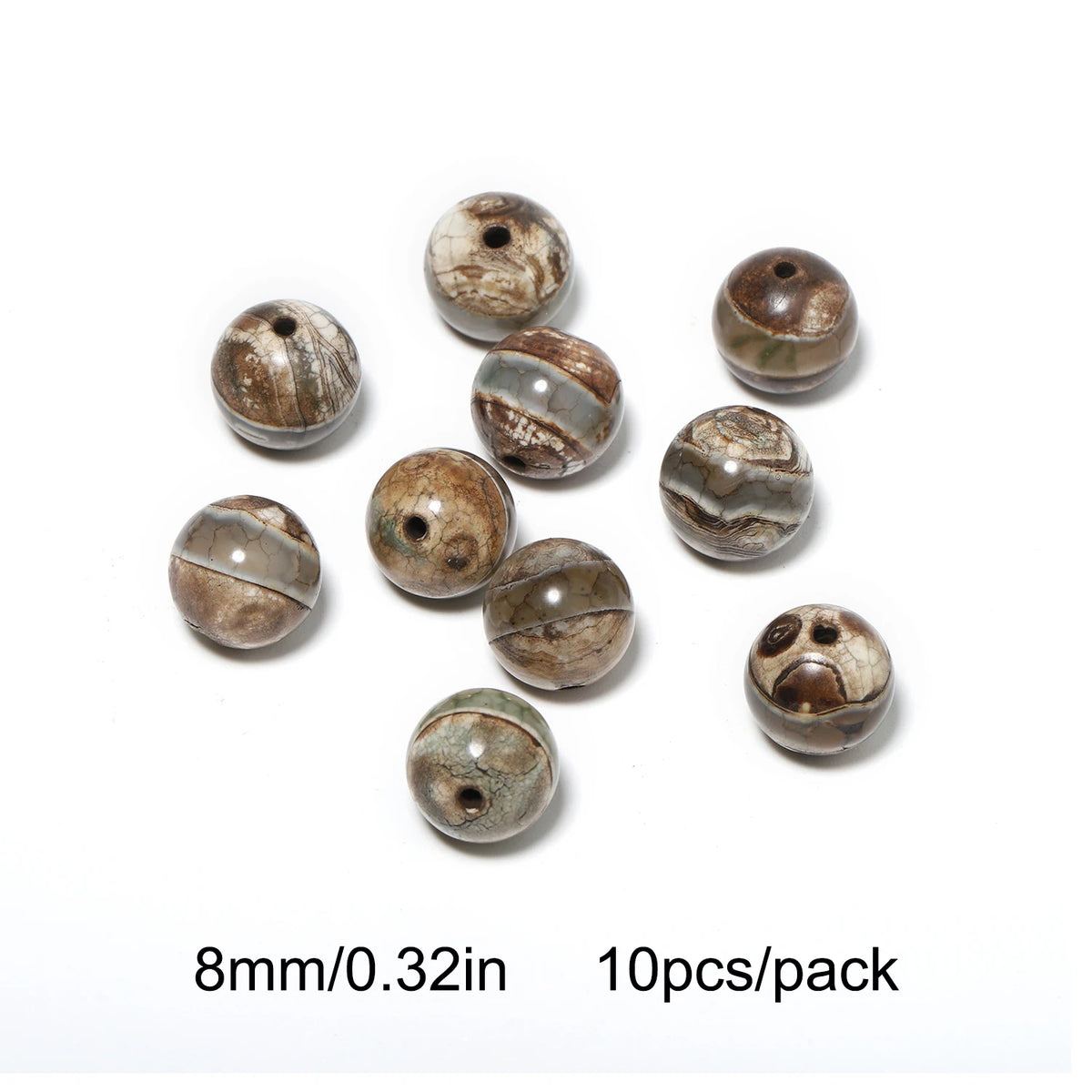 Tibetan Dzi Agate Natural Stone Round Beads – DIY Jewelry