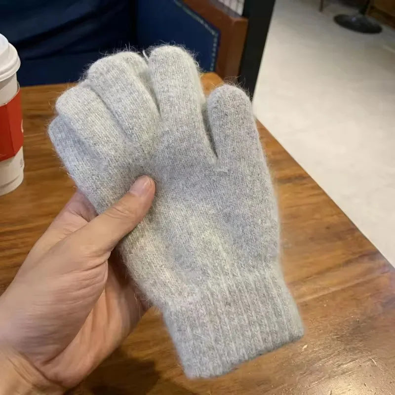 Women's Thick Cashmere Knit Winter Gloves – Full Finger Warm