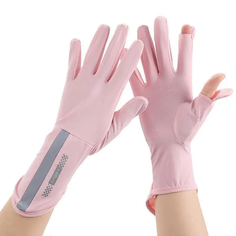 Women's UV Ice Silk Long Driving Gloves – Touchscreen Anti-Slip