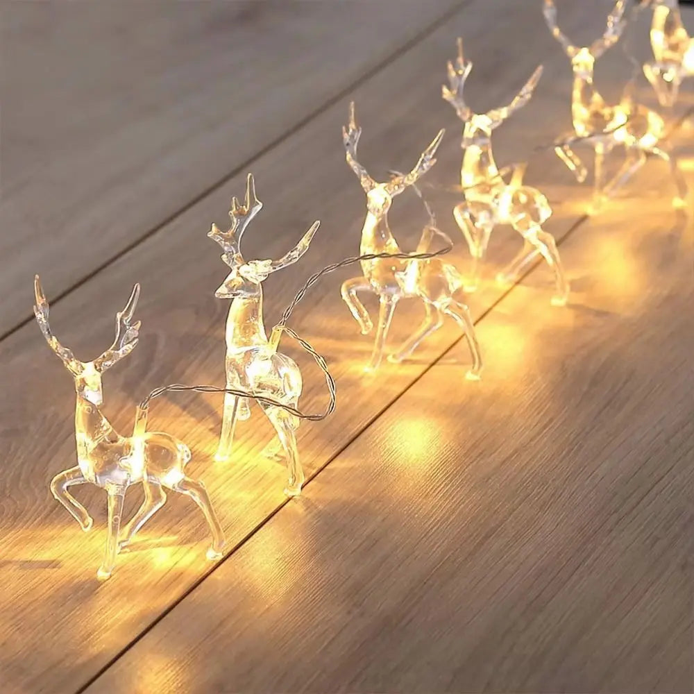 3D Reindeer LED String Lights 1.5m Battery Powered Indoor