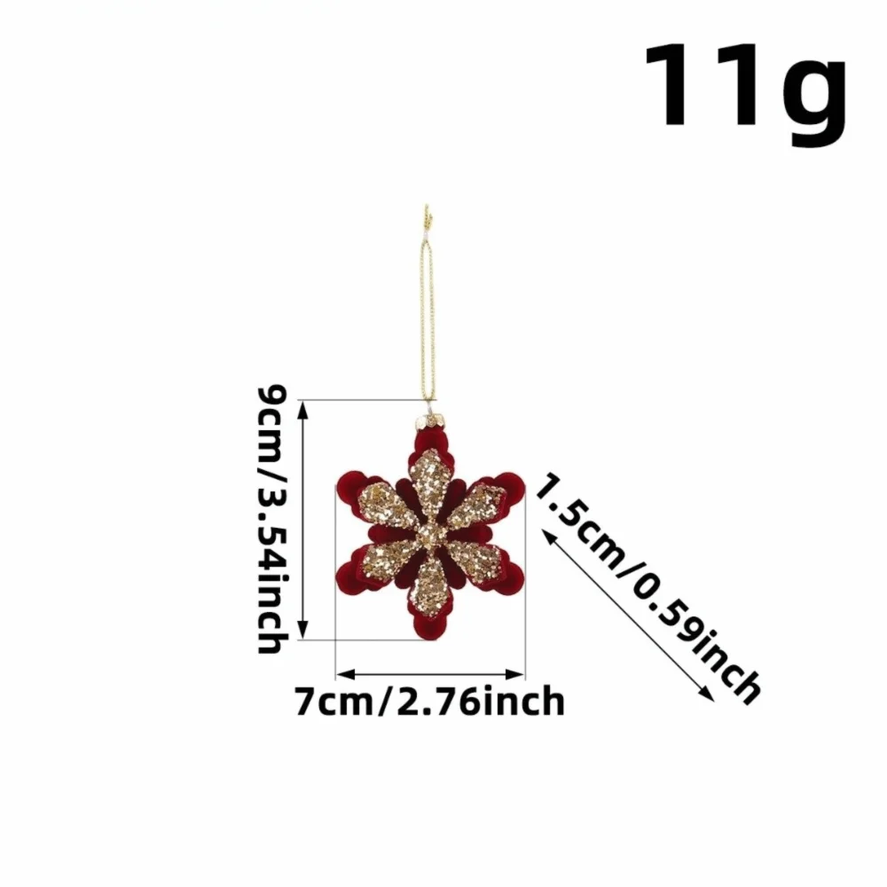 Red Flocked Velvet Christmas Ornaments – Glitter Trim Multi-Shape