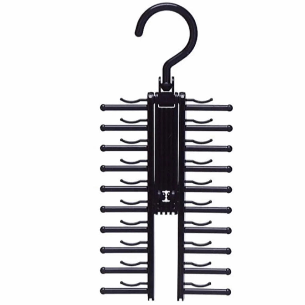 20-Row Tie Rack & Scarf Organizer | Space-Saving Closet Hanger