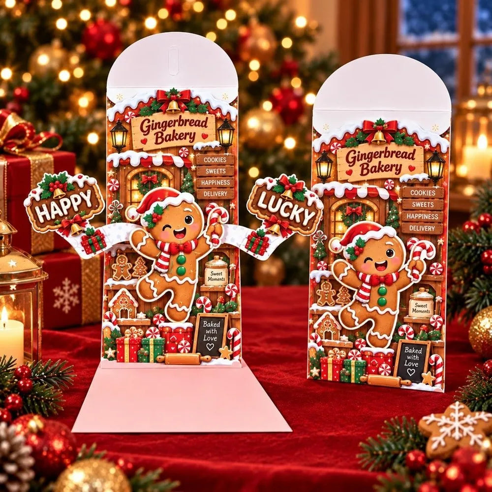 Pop-Up 3D Christmas Money Card – Santa & Snowman Gift Holder