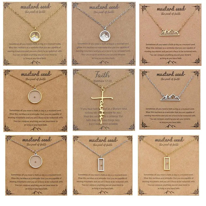 Mustard Seed Faith Pendant Necklace | Gold & Silver Stainless Steel