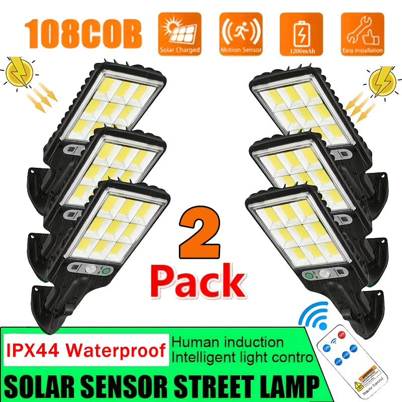 Solar Motion Sensor Wall Light – 108COB LED IP65 Outdoor