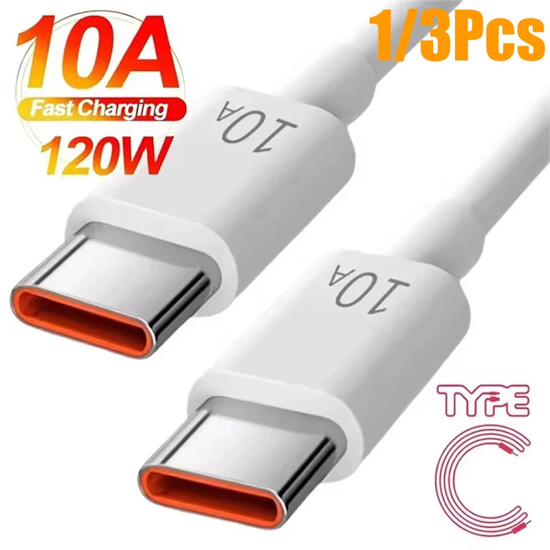USB-C to USB-C 120W Fast Charging Cable – 1 or 3 Pack