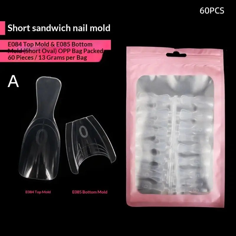 Sandwich Dual Nail Forms – 15 Oval Sizes | 60–300 Pcs Extension Molds